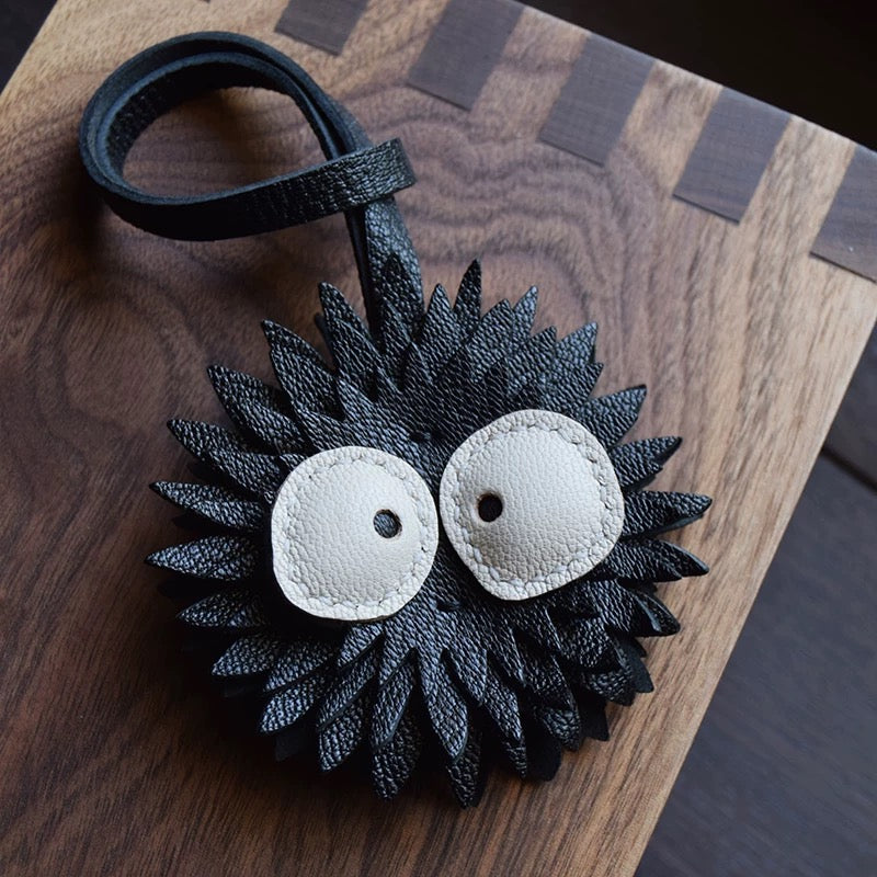 【SuperHold 】Black briquettes handmade leather car key bag pendant personality niche cute simple female fashion