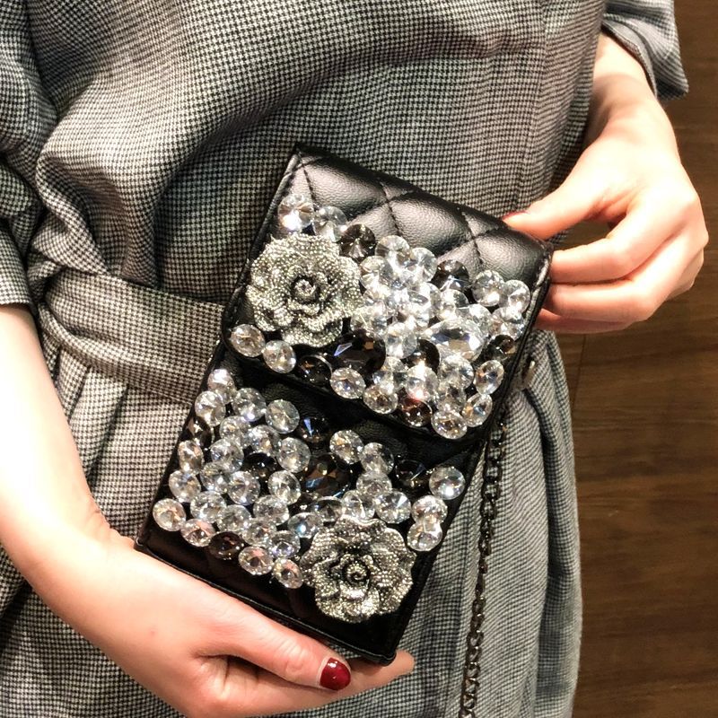 unique diamond-encrusted mini crossbody bag phone bag