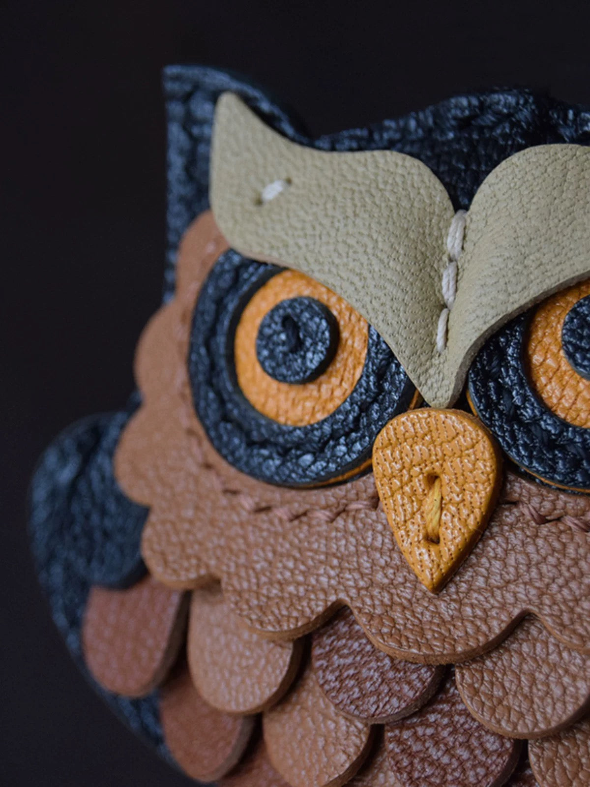 【SuperHold】Handmade Owl Leather Car Keychain Pendant, Unique, High-Quality, Refined, and Stylish, Black】Owl Leather Keychain with lobster clasps| Leather key holder | Handbag charm & keychain | Gift for key/him | Handmade