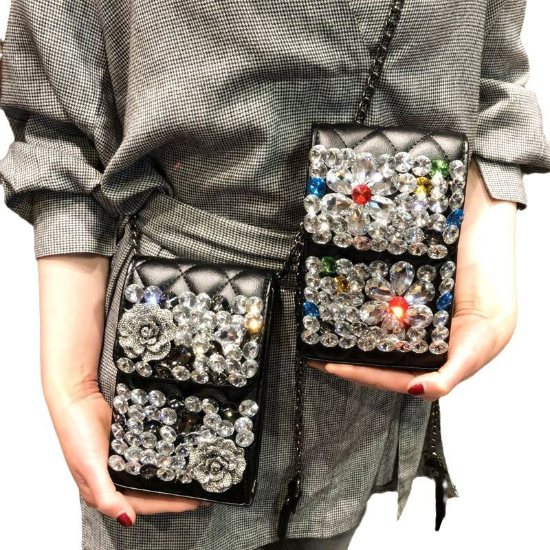 unique diamond-encrusted mini crossbody bag phone bag
