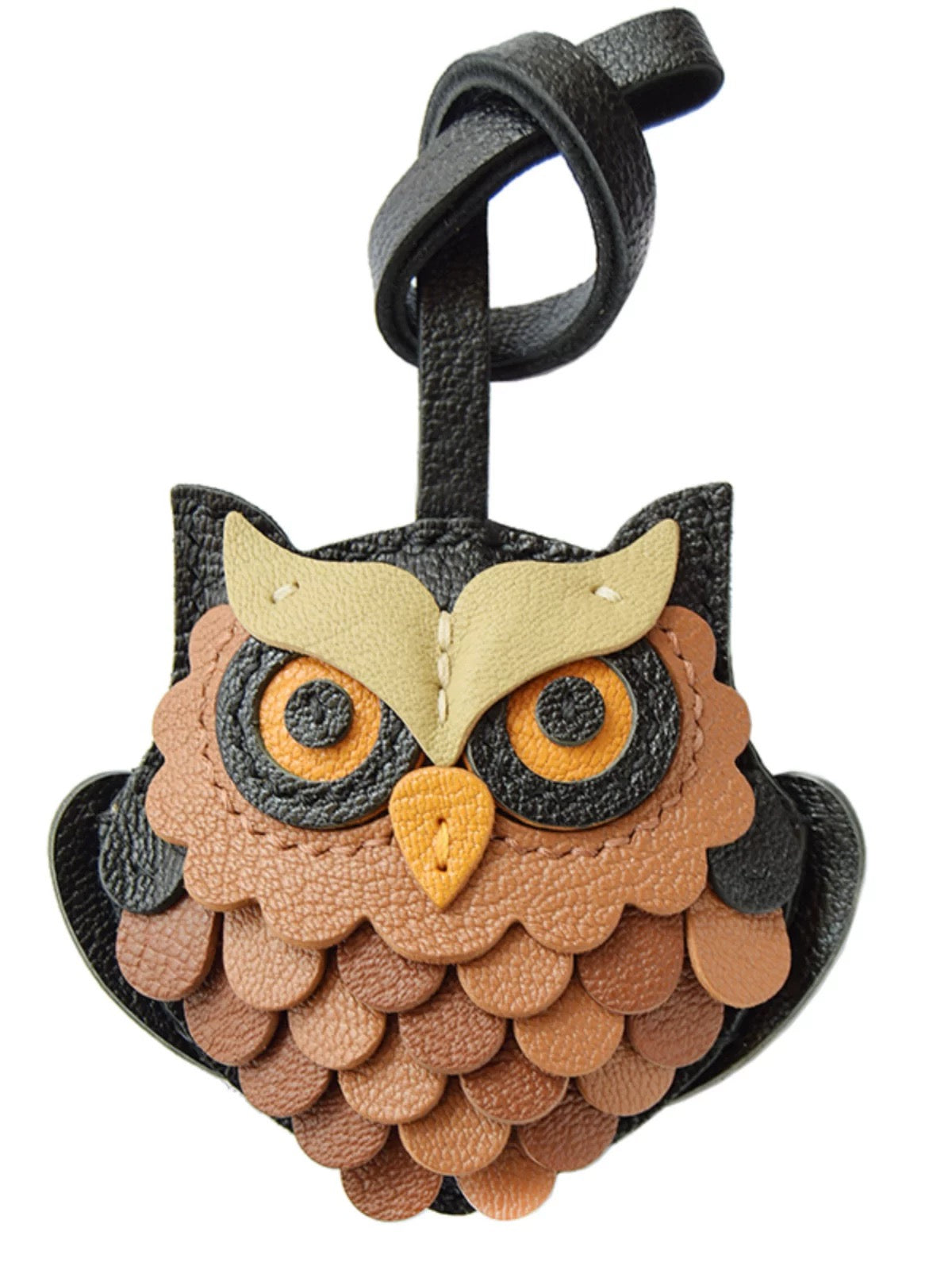 【SuperHold】Handmade Owl Leather Car Keychain Pendant, Unique, High-Quality, Refined, and Stylish, Black】Owl Leather Keychain with lobster clasps| Leather key holder | Handbag charm & keychain | Gift for key/him | Handmade