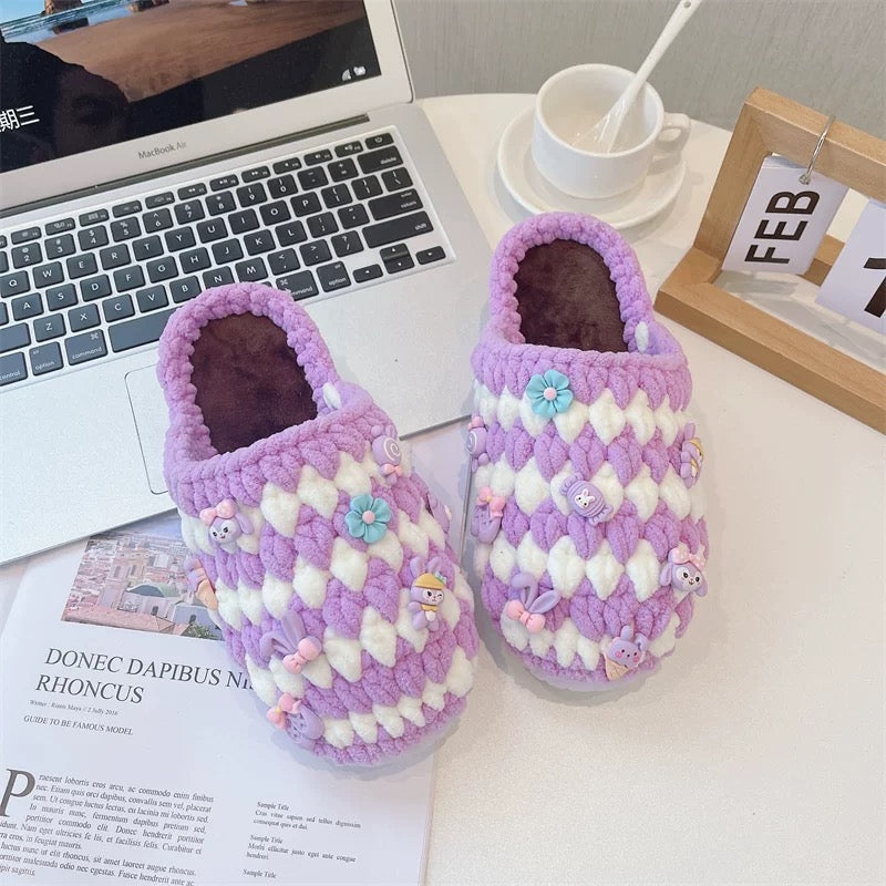 Christmas crochet slippers winter knit fall/winter DIY/Handmade Shoes-Finished Goods (Delivery Within 1 Week)