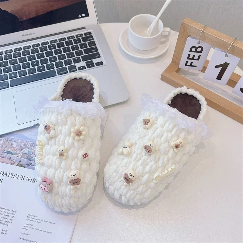 Christmas crochet slippers winter knit fall/winter DIY/Handmade Shoes-Finished Goods (Delivery Within 1 Week)