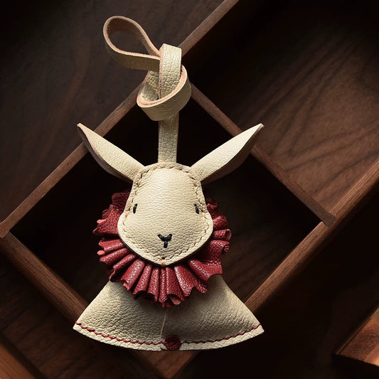 【SuperHold 】Designer original Zodiac rabbit leather car key bag pendant handmade personality fashion female gift