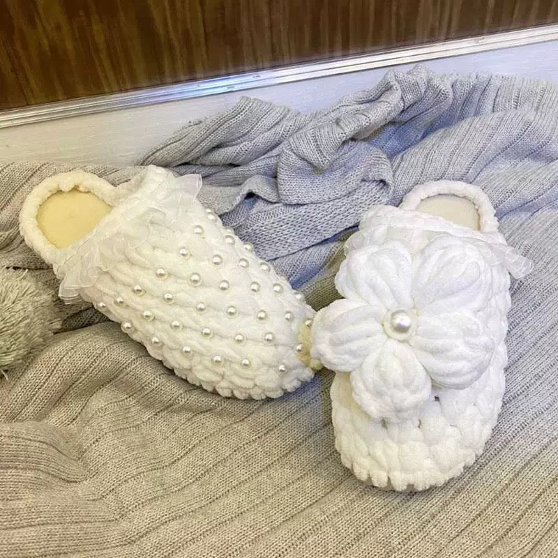 Puff Flower winter DIY/Handmade Shoes-Finished Goods (Delivery Within 1 Week)