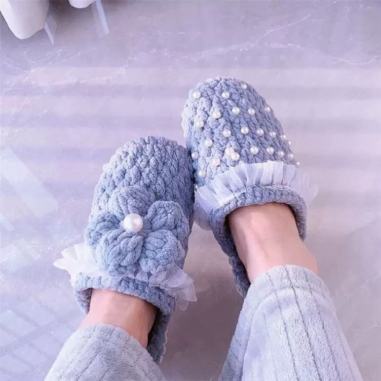 Puff Flower winter DIY/Handmade Shoes-Finished Goods (Delivery Within 1 Week)