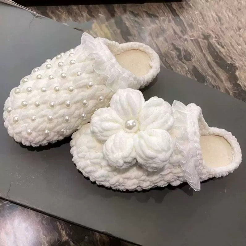 Puff Flower winter DIY/Handmade Shoes-Finished Goods (Delivery Within 1 Week)