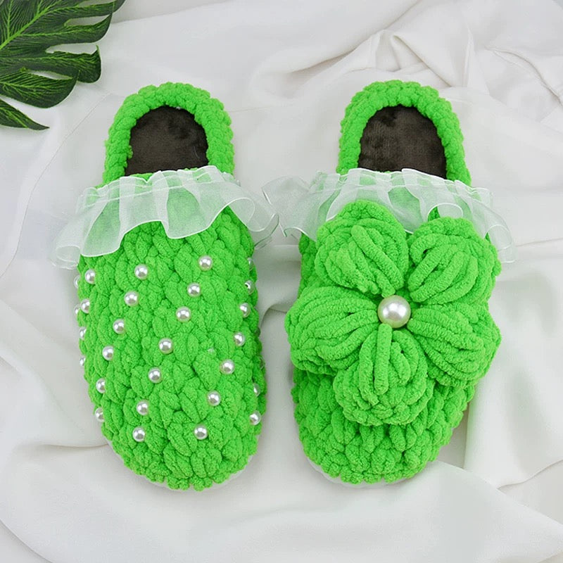 Puff Flower winter DIY/Handmade Shoes-Finished Goods (Delivery Within 1 Week)