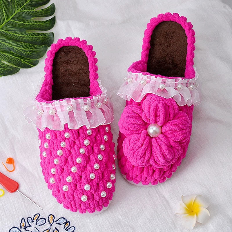 Puff Flower winter DIY/Handmade Shoes-Finished Goods (Delivery Within 1 Week)