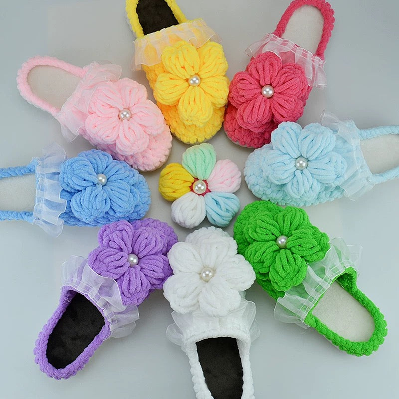 Puff Flower winter DIY/Handmade Shoes-Finished Goods (Delivery Within 1 Week)
