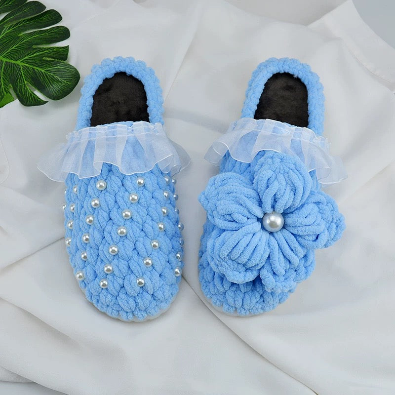 Puff Flower winter DIY/Handmade Shoes-Finished Goods (Delivery Within 1 Week)
