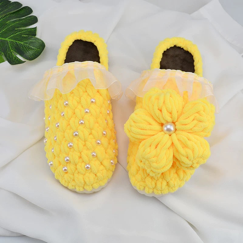 Puff Flower winter DIY/Handmade Shoes-Finished Goods (Delivery Within 1 Week)