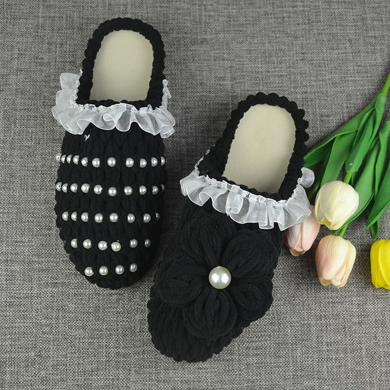 Puff Flower winter DIY/Handmade Shoes-Finished Goods (Delivery Within 1 Week)