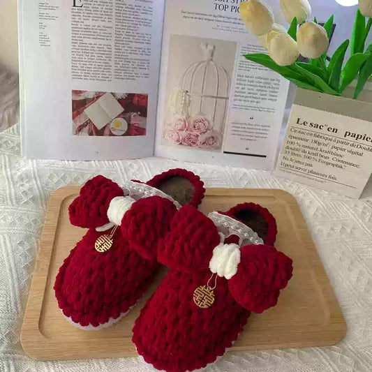 Wedding slippers DIY gift crochet thick wool yarn braided  as a gift-Finished Goods (Delivery Within 1 Week)