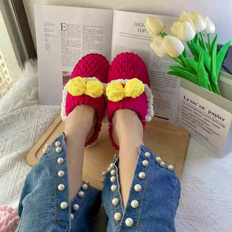 Wedding slippers DIY gift crochet thick wool yarn braided  as a gift-Finished Goods (Delivery Within 1 Week)