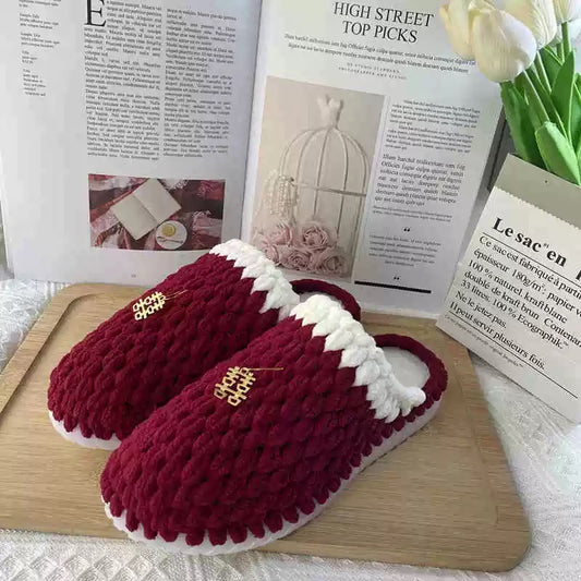 Wedding slippers DIY gift crochet thick wool yarn braided  as a gift-Finished Goods (Delivery Within 1 Week)