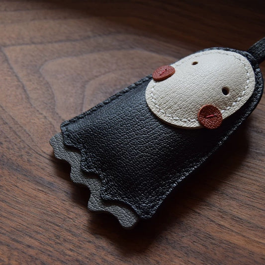 【SuperHold 】カオナシ faceless doll handcrafted leather car key bag pendant black simple personality female