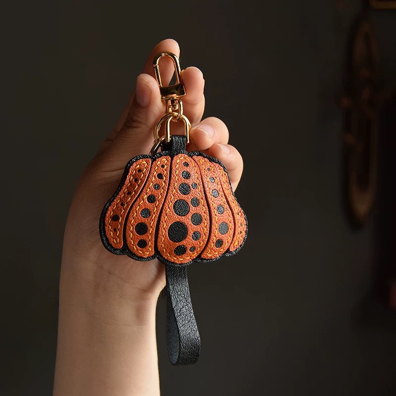 【SuperHold 】Polka dot pumpkin original handmade leather car key bag pendant niche fashion gift Custom