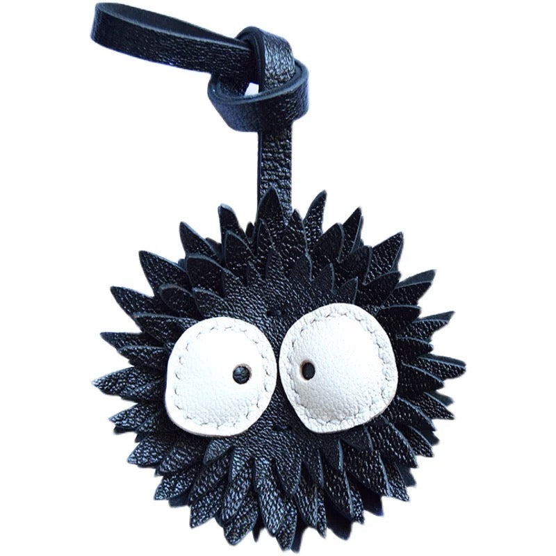 【SuperHold 】Black briquettes handmade leather car key bag pendant personality niche cute simple female fashion