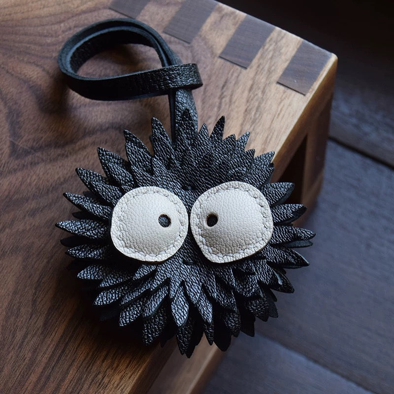 【SuperHold 】Black briquettes handmade leather car key bag pendant personality niche cute simple female fashion