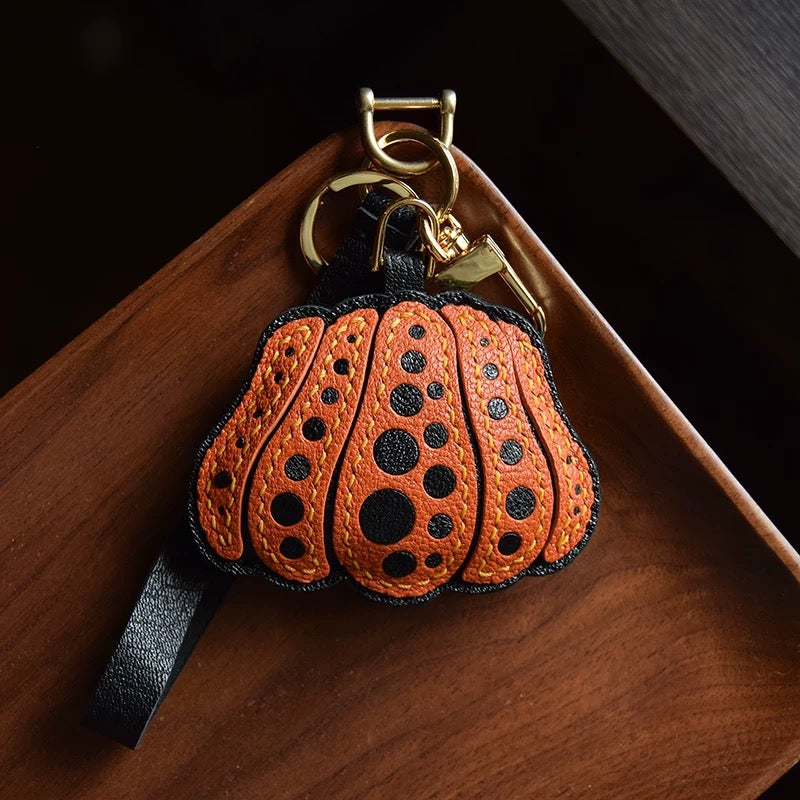 【SuperHold 】Polka dot pumpkin original handmade leather car key bag pendant niche fashion gift Custom