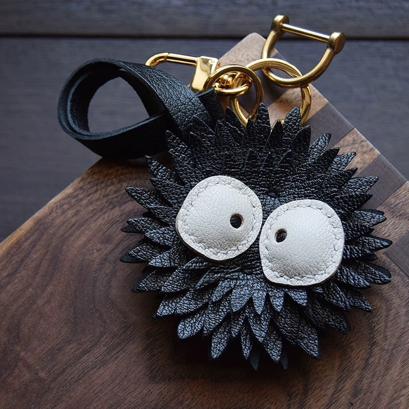 【SuperHold 】Black briquettes handmade leather car key bag pendant personality niche cute simple female fashion