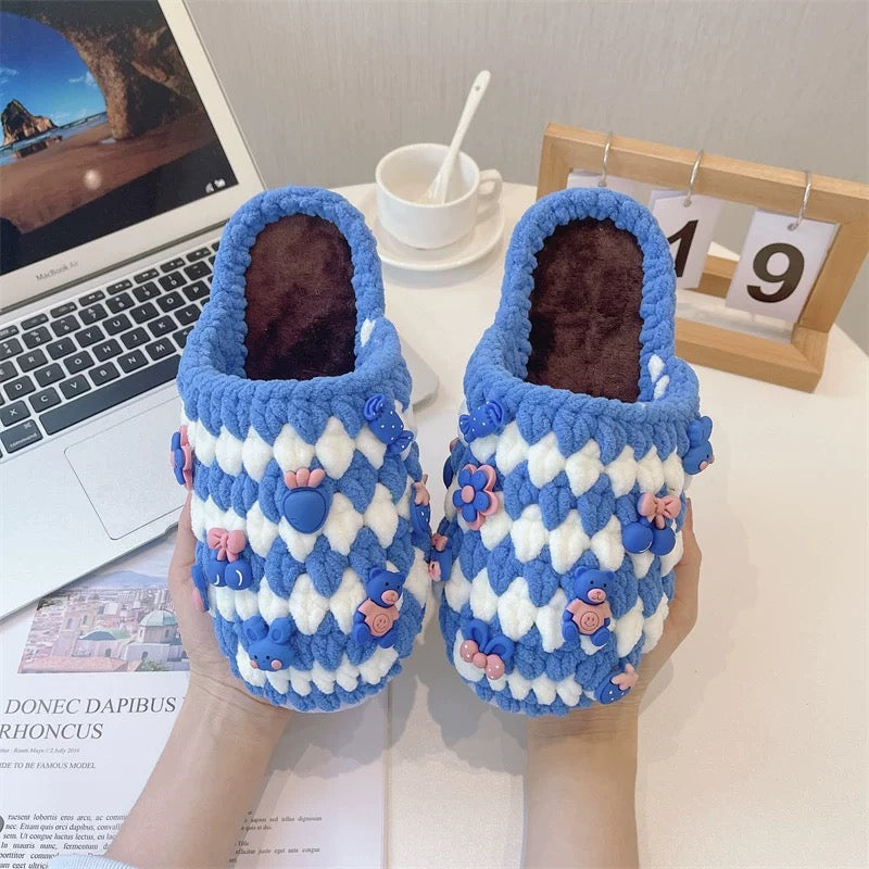 Christmas crochet slippers winter knit fall/winter DIY/Handmade Shoes-Finished Goods (Delivery Within 1 Week)
