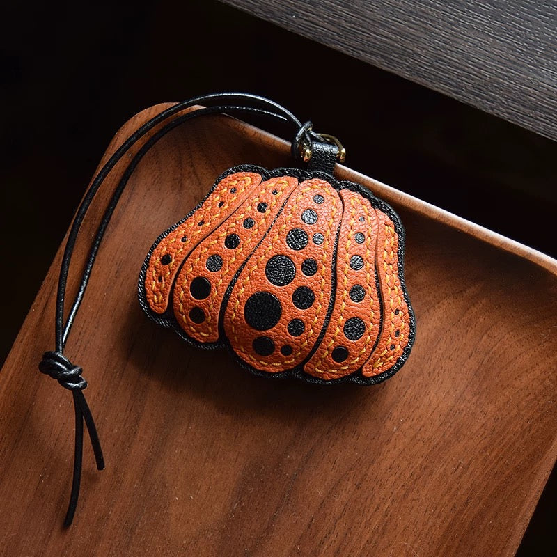 【SuperHold 】Polka dot pumpkin original handmade leather car key bag pendant niche fashion gift Custom
